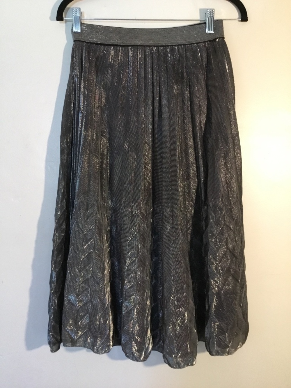 NWOT WD.NY Women’s Small Silver Metallic A-line Knee Length Skirt
